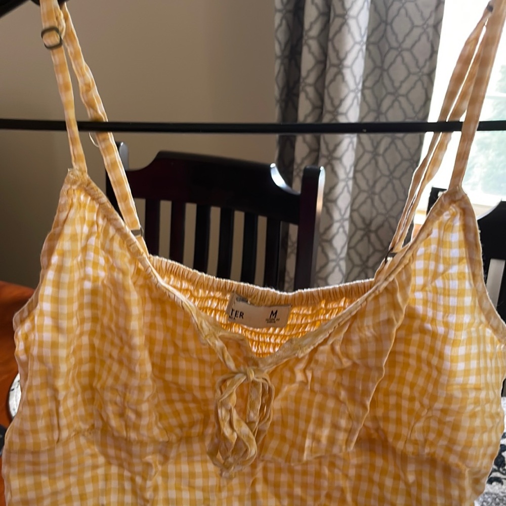 Cami top yellow and white check